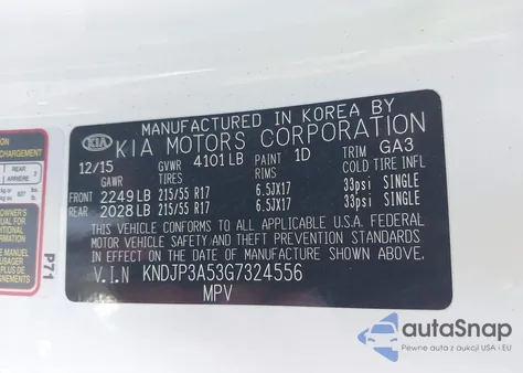 2016 Kia Soul + из США, поврежденный, VIN KNDJP3A53G7324556